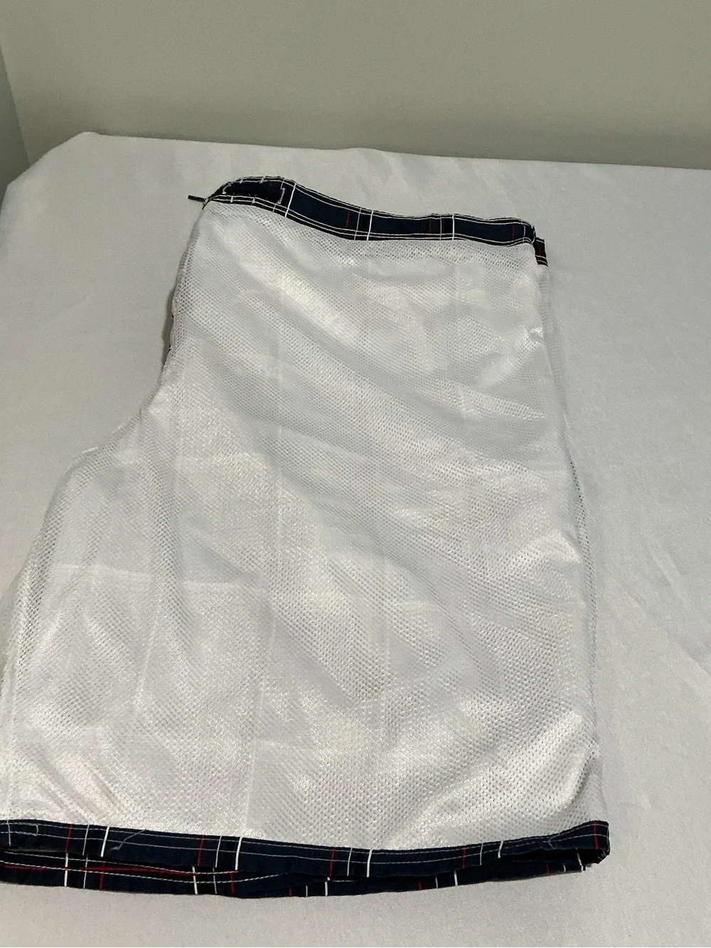 OP Dark Navy Plaid Swim Trunks with Red & White Accents 3X